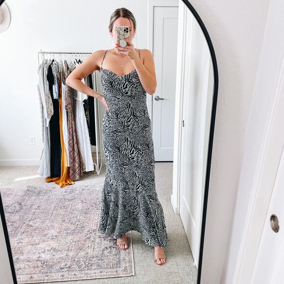 L'ACADEMIE Revolve B&W Animal Printed Slip Maxi Dress - Picture 4 of 13